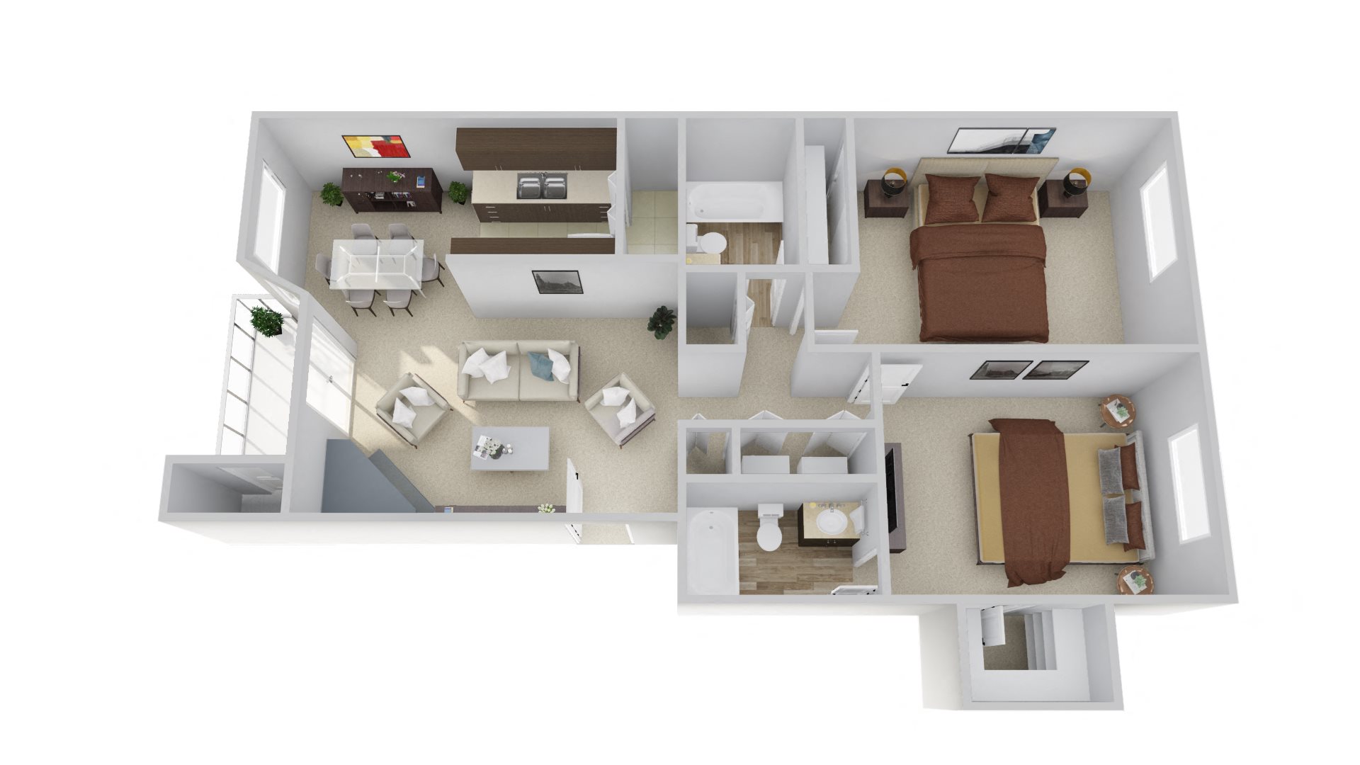 Wellington Apartment Homes The Prince 3D Floor Plan Wellington Apartment Homes The Prince 3D Floor Plan